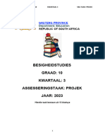 2023 BUSINESS STUDIES GRADE 1O TERM 3 SBA TASK PROJECT (Afrikaans)