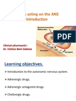 Drugs Acting On The ANS: Clinical Pharmacist: Dr. Fatima Bani Salama