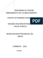 Programa de Higiene Saneamiento Del Establecimiento 2023