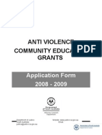 Anti Violence Community Education Grants: Application Form 2008 - 2009