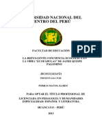 2013 MONOGRAFÍA DE KAREN PORRAS La Refulgente Conciencia Ecológica de La Obra Ecofábulas de Jaime Quispe Palomino