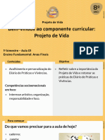 1 AULA 8 ANO 1 BIM Bem Vindos Ao Componente Curricular PROJETO DE VIDA