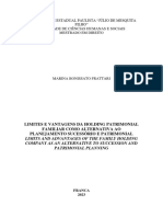 Limites e Vantagens Da Holding Patrimonial Familiar Como Alternativa Ao Planejamento Sucessório e Patrimonial