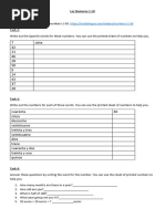 Spanish Numbers Tasks Week 2