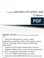 Characteristics of Society and Culture