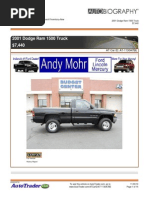 2001 Dodge Ram 1500 Truck $7,440: AT Car ID: AT-1130A7BE