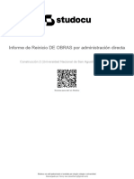 Informe de Reinicio de Obras Por Administracion Directa