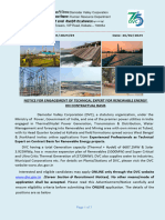 Advertisement For Engagement of Technical Expert On Contract Basis For Renewable Energy in DVC