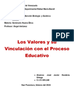 Los Valores y Su Vinculación Con El Proceso Educativo