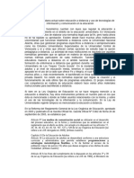 Legislación Actual Venezolana Sobre Educación A Distancia y Uso de Tecnologías de Información y Comunicación en La Educación