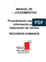 3.5 Procedimiento Captura de Información para Elaboración de Nómina