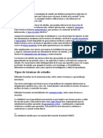 Las Técnicas de Estudio o Estrategias de Estudio Son Distintas Perspectivas Aplicadas Al Aprendizaje