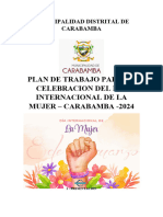 Plan de Trabajo para La Celebracion Del Día Internacional de La Mujer