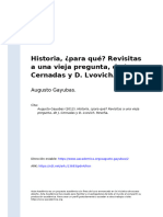 Augusto Gayubas (2012) - Historia, para Qué Revisitas A Una Vieja Pregunta, de J. Cernadas y D. Lvovich