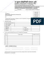 Registration & Re-Registration Form For MTech & PHD Students