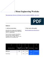 Menu Engineering Worksheet