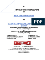 Employee Turnover: A Summer Training Project Report ON