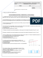 Lista de Exercícios - Hidrostática