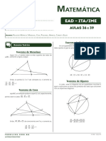 Lista Aula 36-39 Relações Métricas Menelaus, Ceva, Ptolomeu, Hiparco, Carnot e Euler