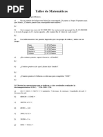 Taller de Matemáticas: 1) Resuelve Los Problemas