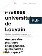 Didactiques Et Formation Des Enseignants - Analyse Des Pratiques Enseignantes, Quels Cadres Théoriques - Presses Universitaires de Louvain