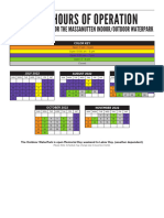 WaterPark Hours Summer Fall 2022 Calendar