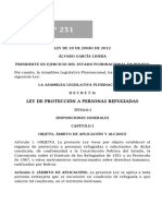 Ley #251 Protección A Personas Refugiadas