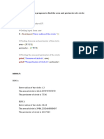 # Initialising The Value of PI: 1. Write A Python Program To Find The Area and Perimeter of A Circle