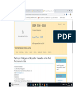 The Impact of Mergers and Acquisition Transaction On The Stock Performance in India