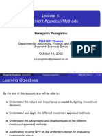 FINA1027 Lecture 4 Investment Appraisal I