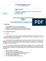 Module 2 Lesson 3 The Signifance of Literacy in Society