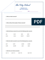 Class 3 Worksheet 2.6.2 - Roman Numbers