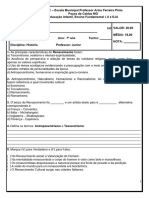 Avaliação 2 de História - 7º A e C - 1º Bimestre