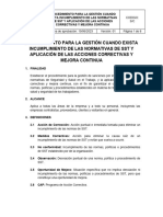 Procedimiento para La Gestión Cuando Exista Incumplimiento de Las Normativas de SST y La Aplicación de Las Acciones Correctivas