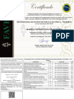 Certificado de Conclusão de Curso - (Pós-Graduação) - Marieli Nepomuceno de Oliveira - Metodologia Do Ensino de Educação Física - 720 Horas