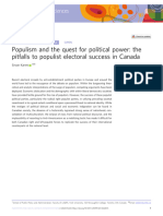 Populism and The Quest For Political Power: The Pitfalls To Populist Electoral Success in Canada