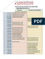 Even Semester Academic Calendar 2023-2024