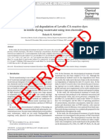 Retracted: Electrochemical Degradation of Levafix CA Reactive Dyes in Textile Dyeing Wastewater Using Iron Electrodes