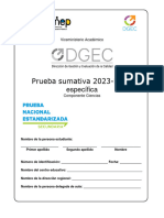 Prueba Nacional EstandarizadaDiurna Ciencias 2023