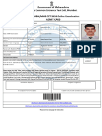 Government of Maharashtra State Common Entrance Test Cell, Mumbai. MAH-MBA/MMS CET 2024 Online Examination Admit Card