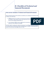 Checklist of Technical and Financial Documents