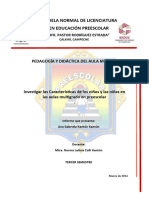 Investigar Las Características de Los Niños y Las Niñas en Las Aulas Multigrado en Preescolar