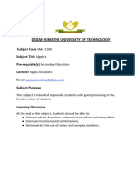 Algebra SMA 1108 Subject Outline