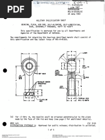 MIL-B-81935-2D Bearing, Plain, Rod End, Self-Aligning, Self-Lubricating, Wide, Internally Threaded, - 65F To 325F