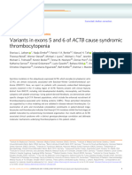 Variants in Exons 5 and 6 of ACTB Cause Syndromic Thrombocytopenia