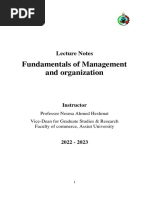 Lectures Notes Fundamentals of Management and Organization