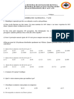 Atividade Sondagem Matematica 7º Ano