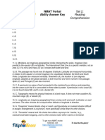 NMAT Verbal Ability Answer Key Set 2