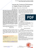 Factors Influencing The Contractor Performance in Water Supply Projects in Rwanda