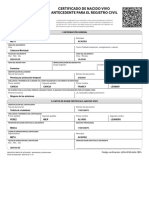 Certificado de Nacido Vivo Antecedente para El Registro Civil